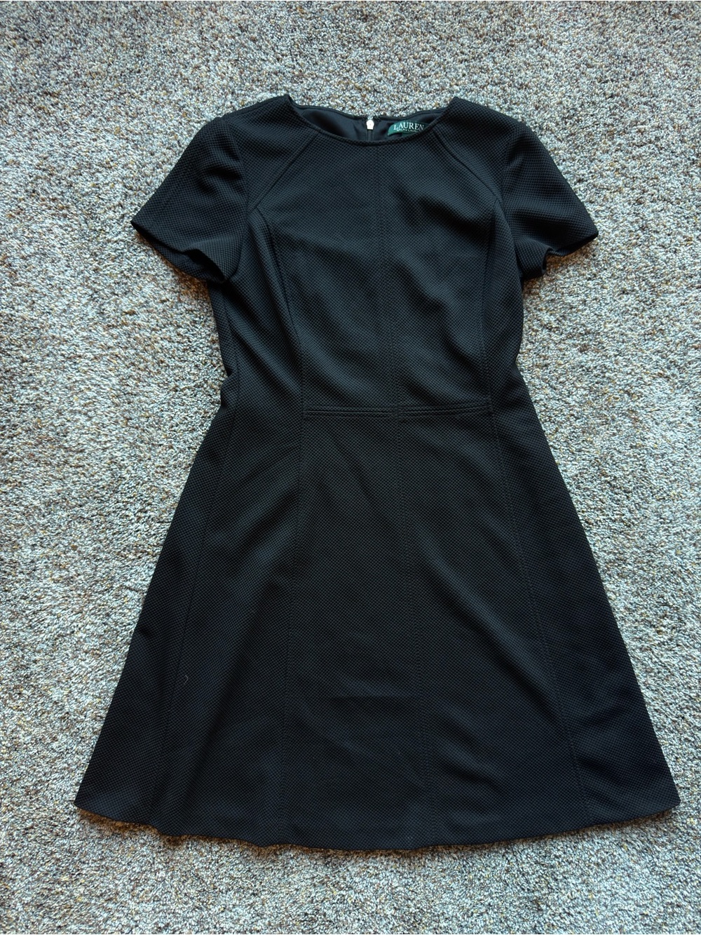 Lauren Ralph Lauren Black Textured Short-Sleeve A-Line Mini Dress